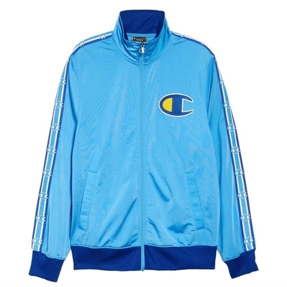 New Vintage Champion C Logo Track Jacket Athletic Performance Blue Large - Picture 3 of 16